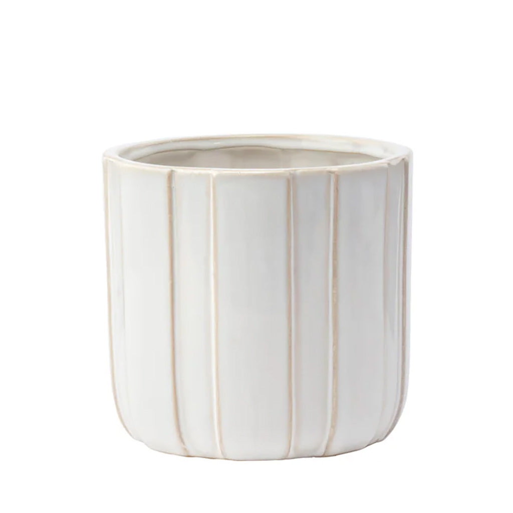 White Ribbed Planter