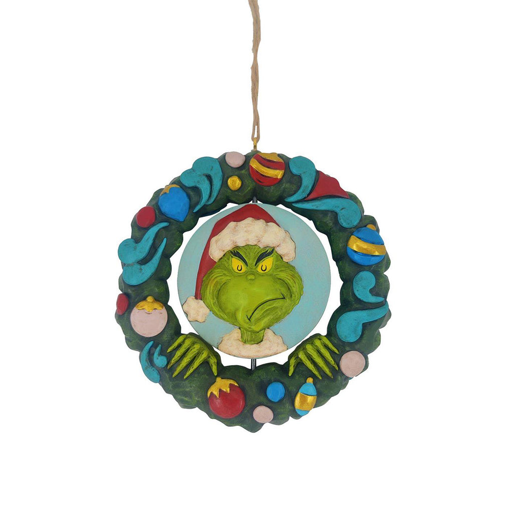 Grinch Bust in Wreath Ornament