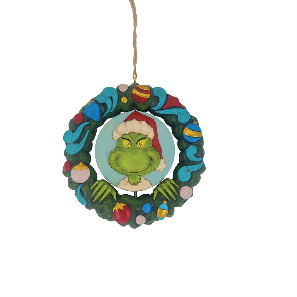 Grinch Bust in Wreath Ornament