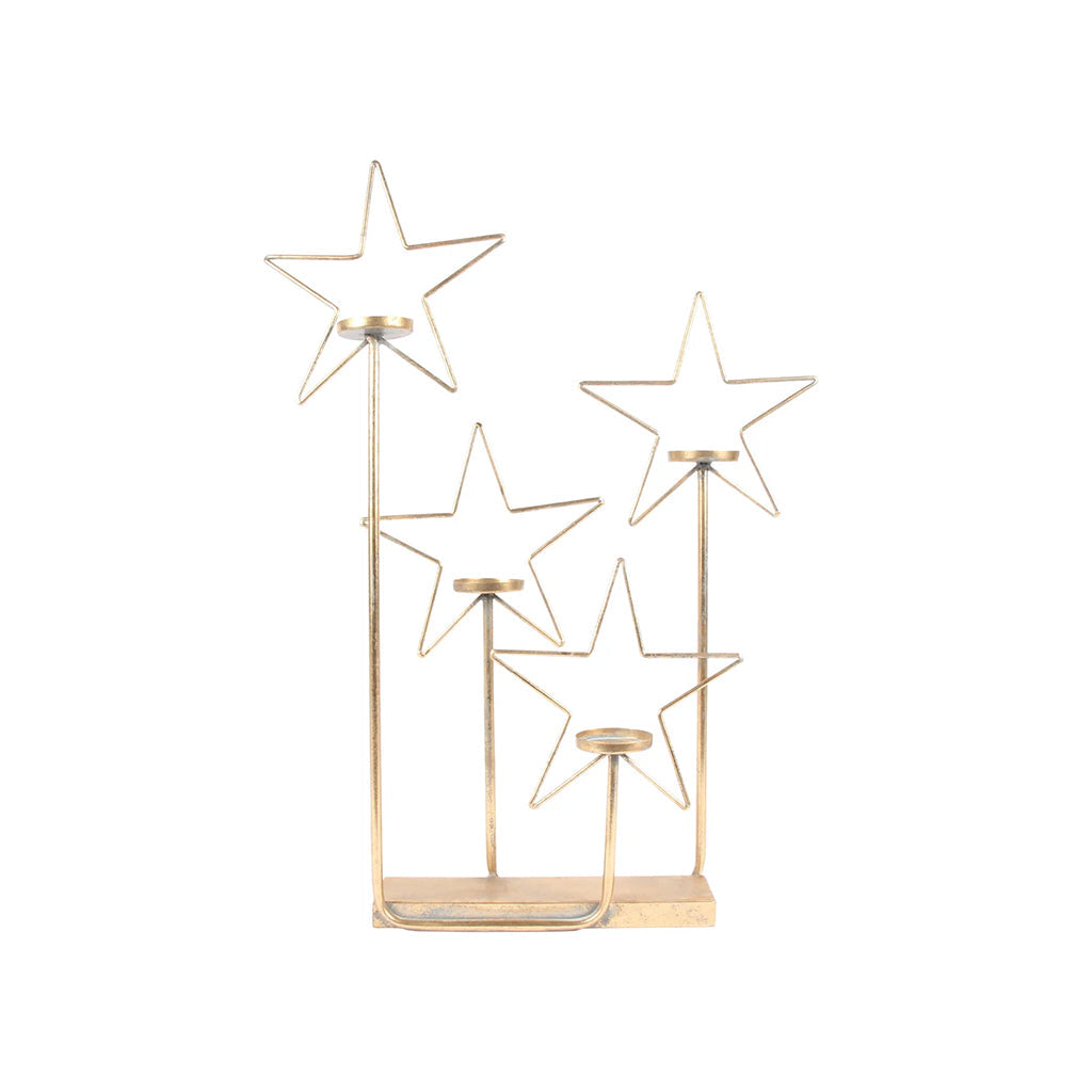 Stars Metal Candle Holder Gold