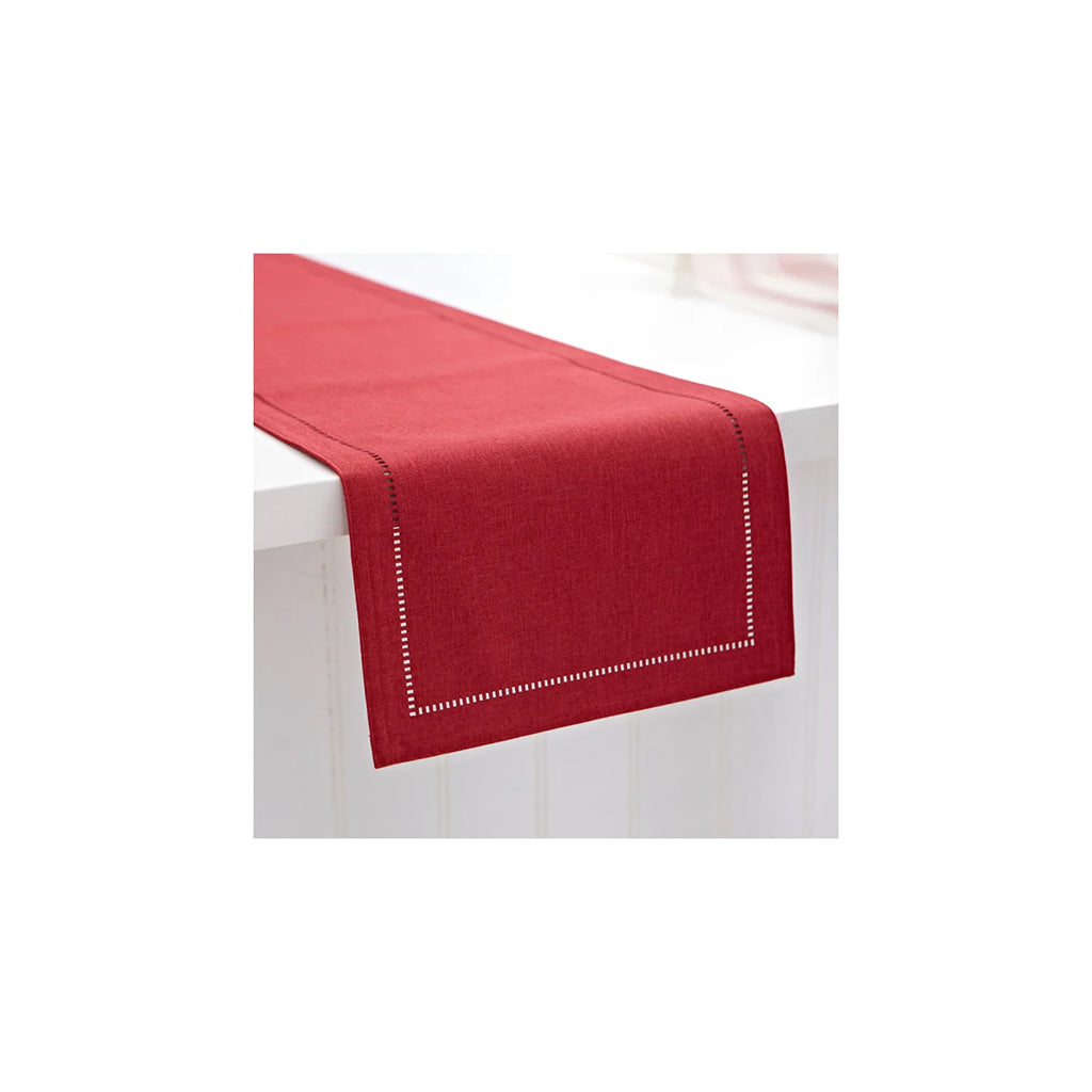 Hemstitch Table Runner Red