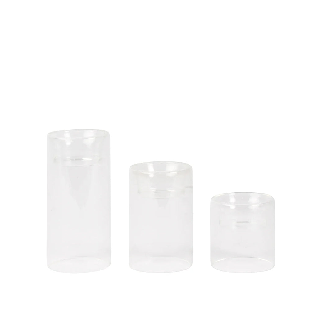 Classic 3Pc Glass Tea Light Holder Set Clear