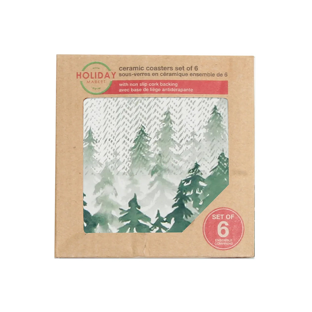 Boreal Forest Printed Ceramic Coaster Set