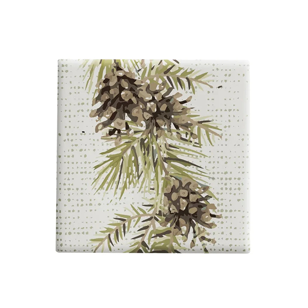 Pinecone Printed Ceramic Coaster Set