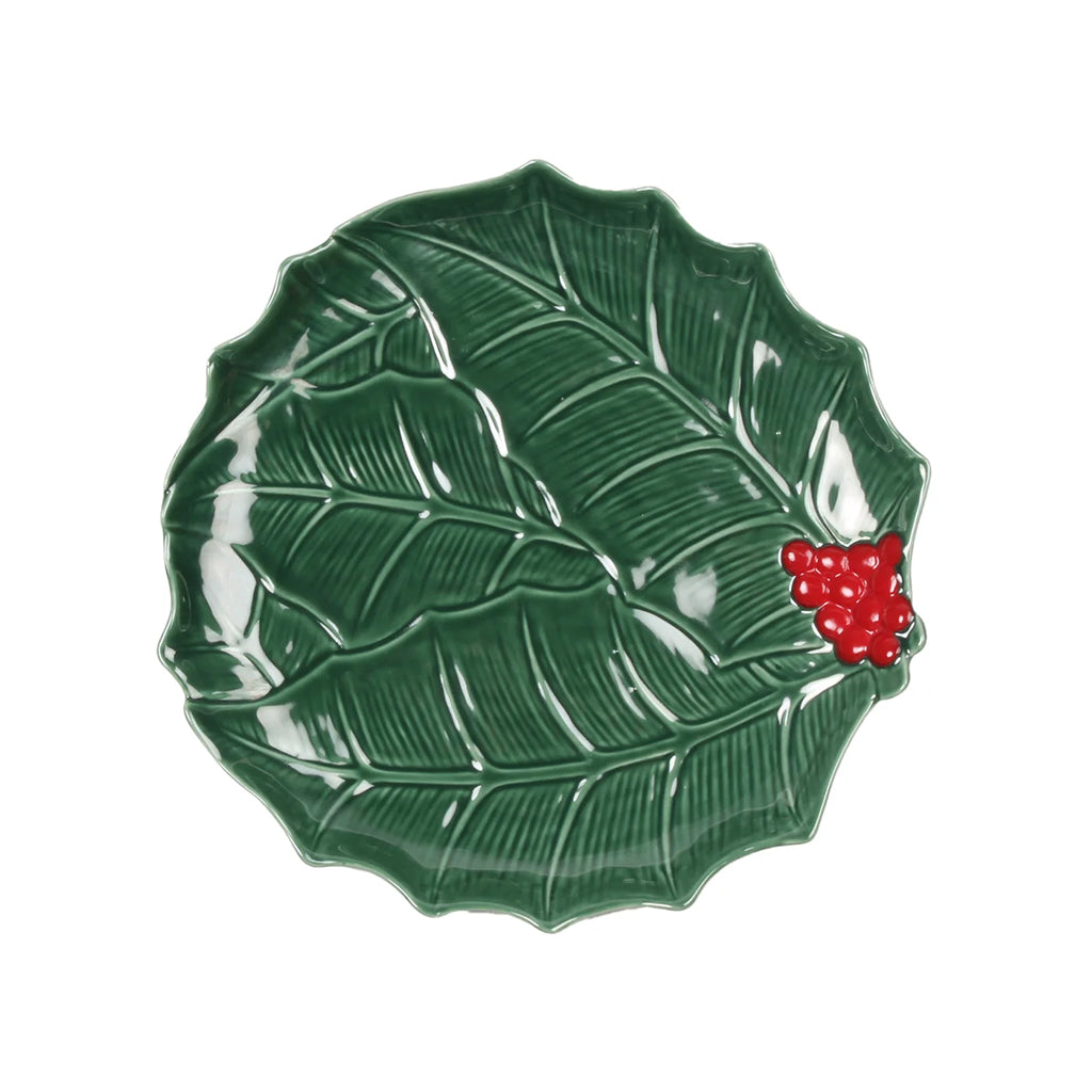 Holly Textured Serving Platter Green