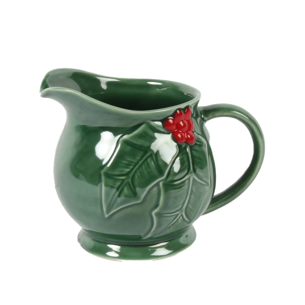 Holly Textured Gravy Boat Green