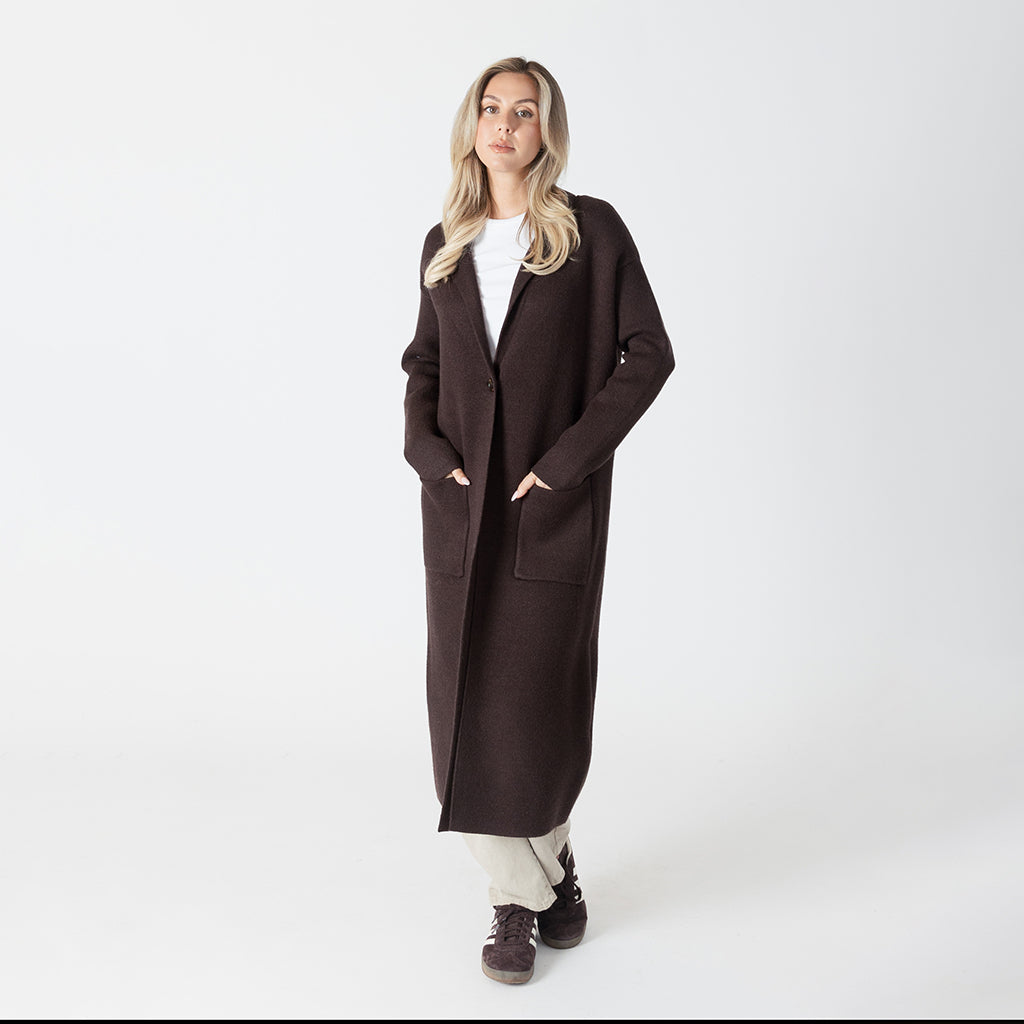 Jimmi Long Sweater Coat Chocolate