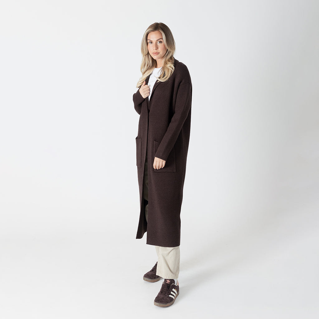 Jimmi Long Sweater Coat Chocolate