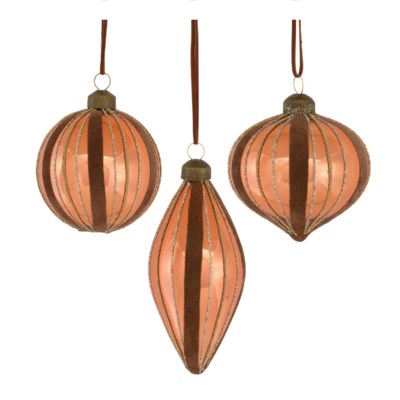 Striped Copper Glass Ornament