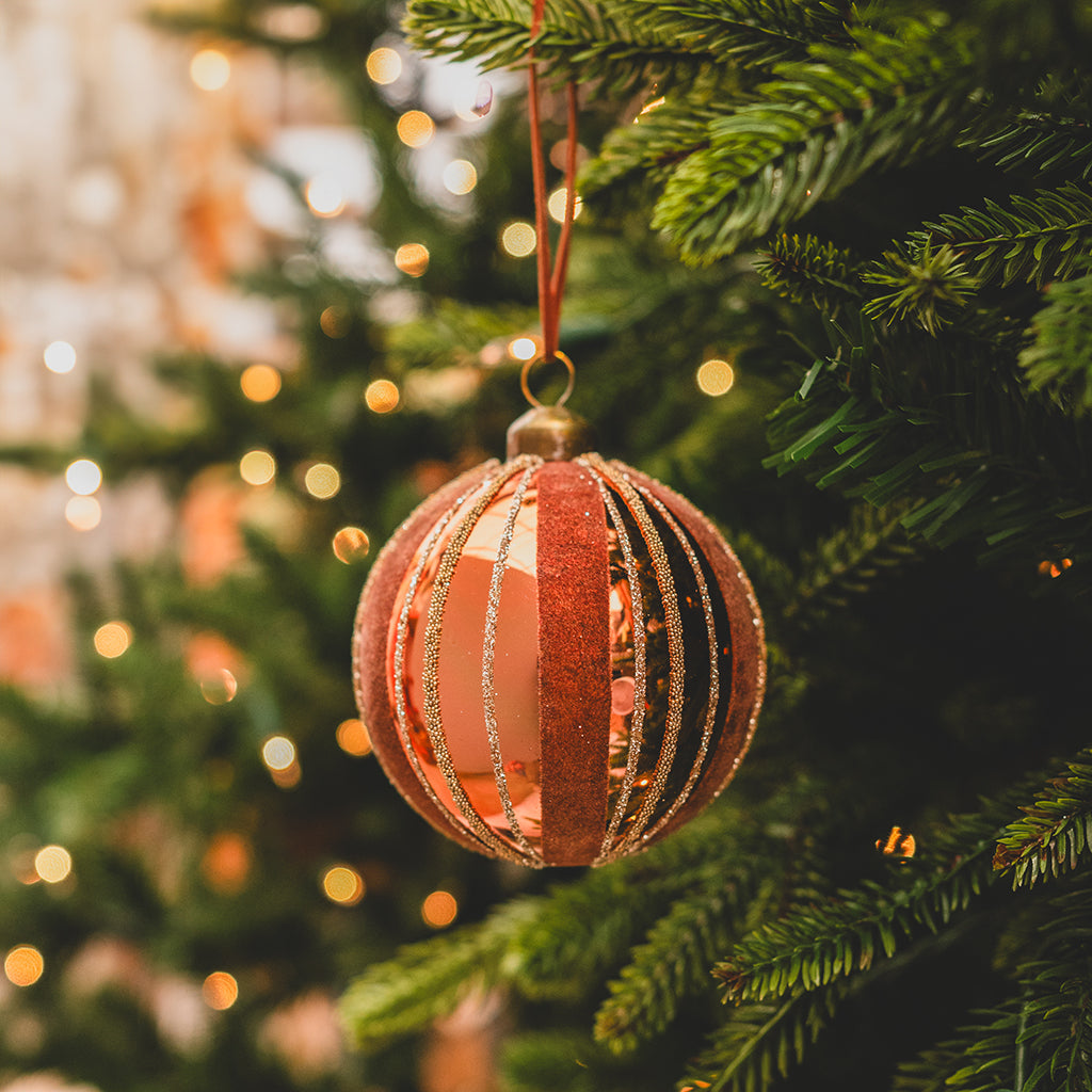 Striped Copper Glass Ornament