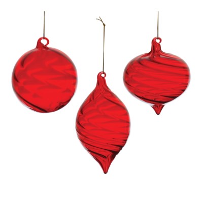 Red Swirl Glass Ornament