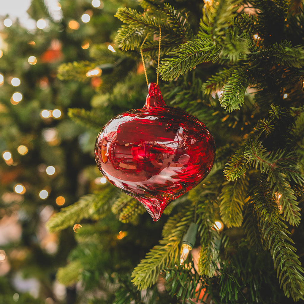 Red Swirl Glass Ornament