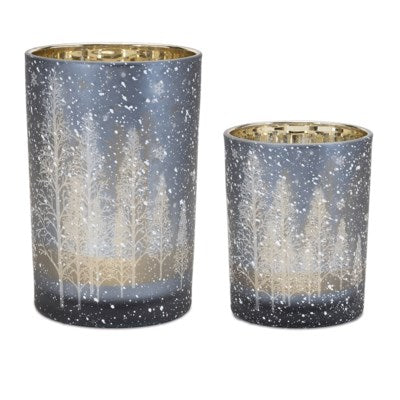 Snowy Tree Scene Candle Holder