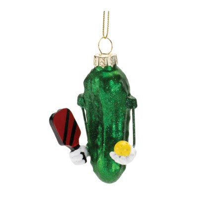 Pickleball Glass Ornament