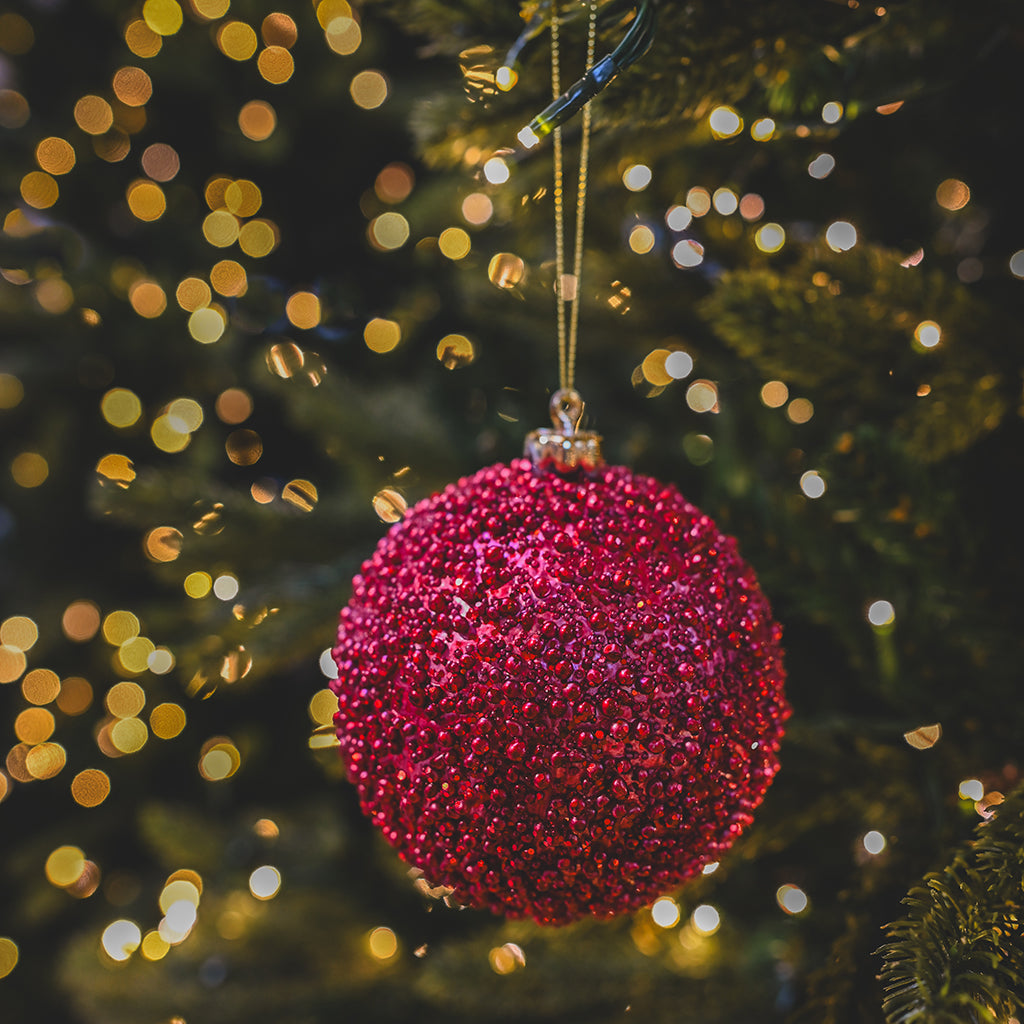 Red Beaded Ball Ornament