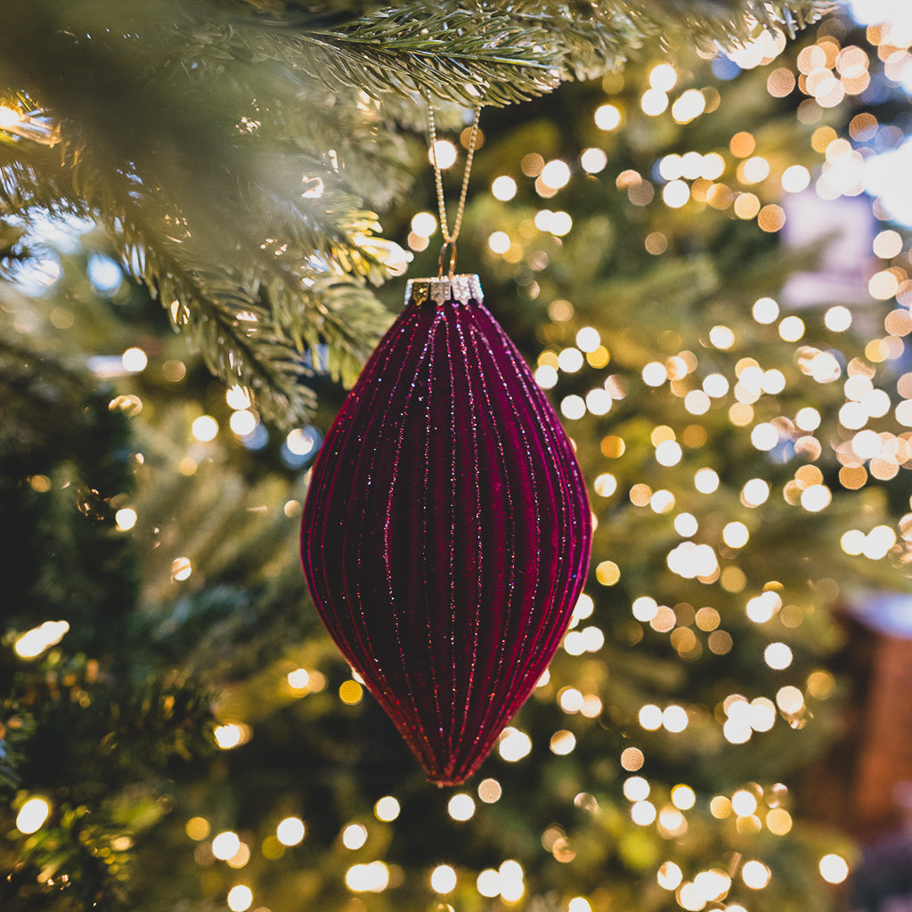 Burgundy Glitter Ornament 3 Assorted