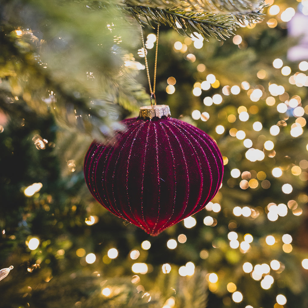 Burgundy Glitter Ornament 3 Assorted