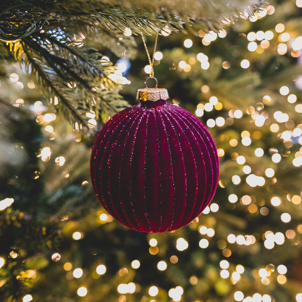 Burgundy Glitter Ornament 3 Assorted