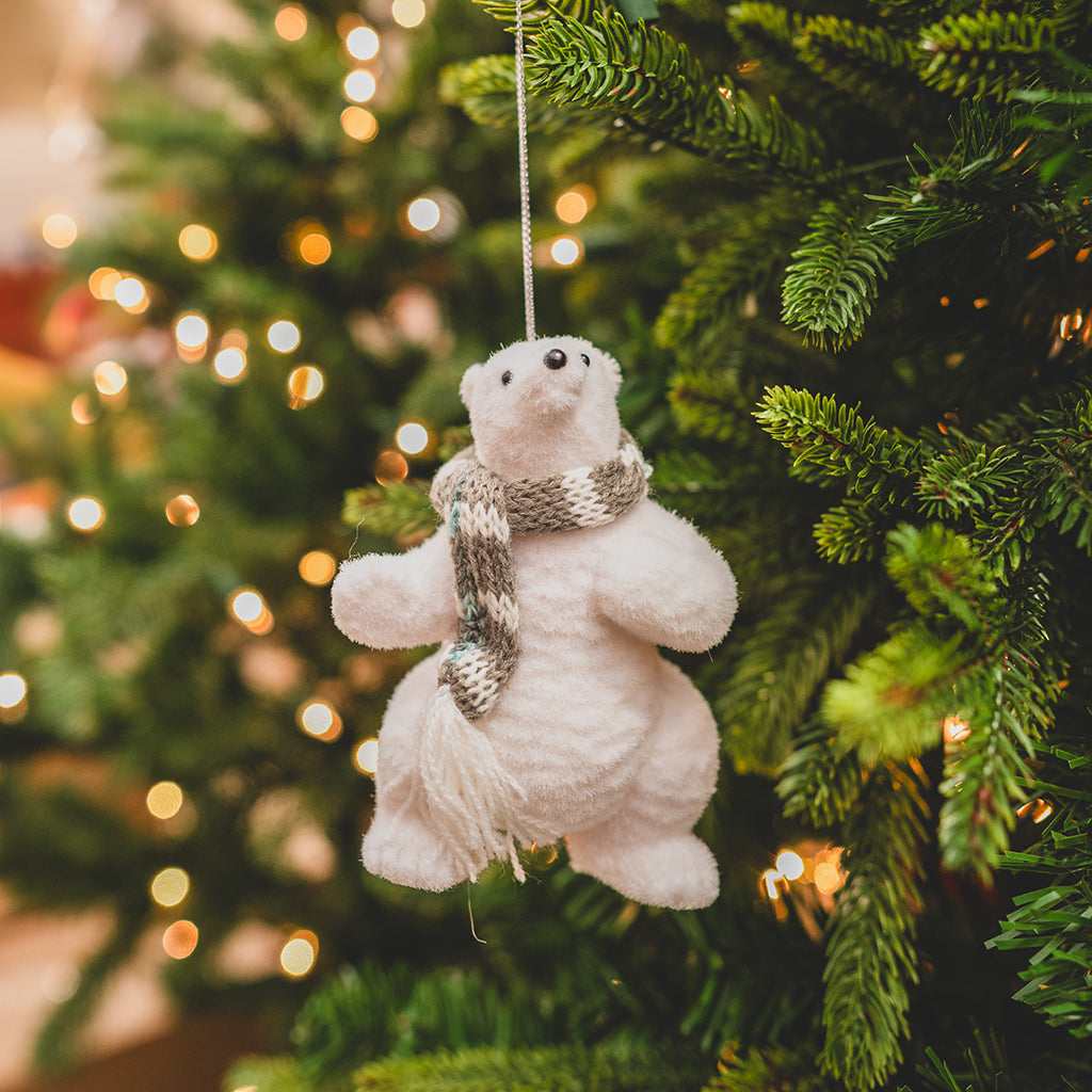 Flocked Polar Bear Ornament