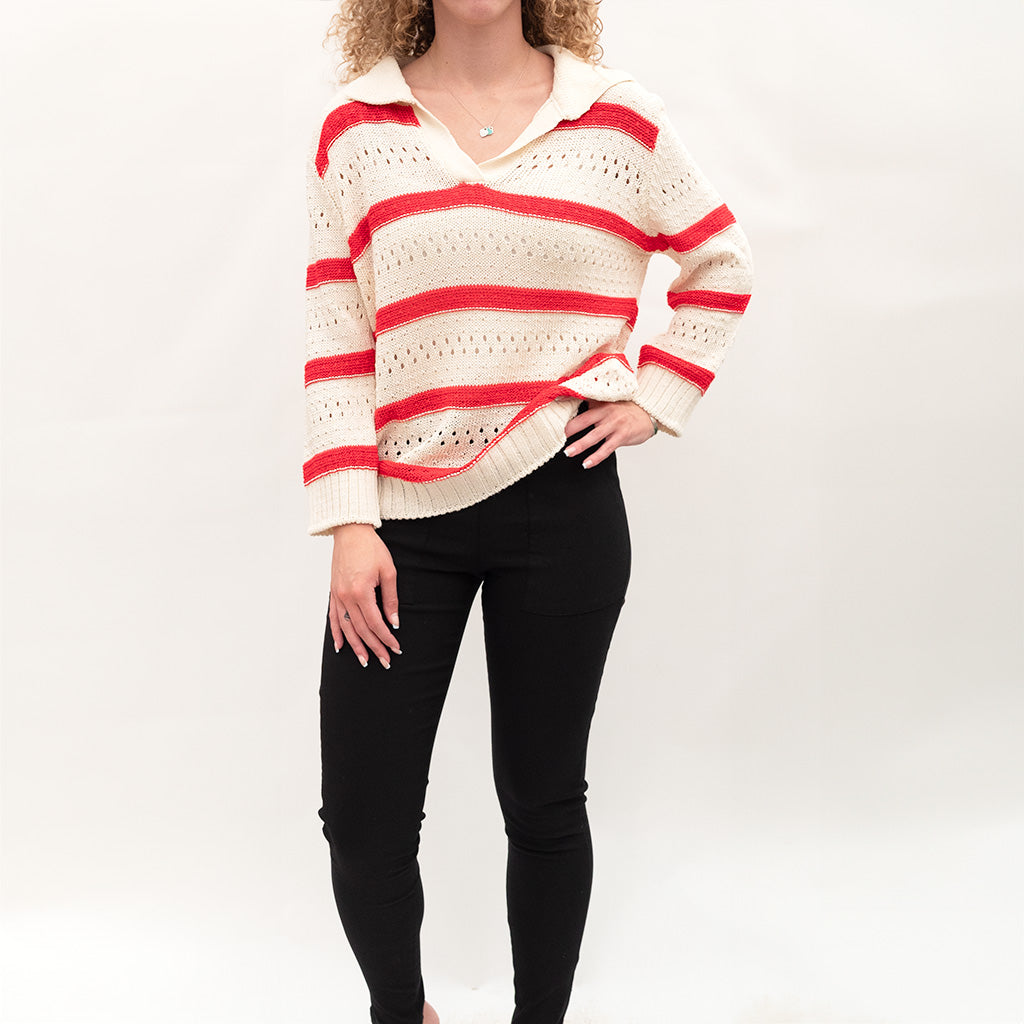 Knit Sweater Cherry Stripe