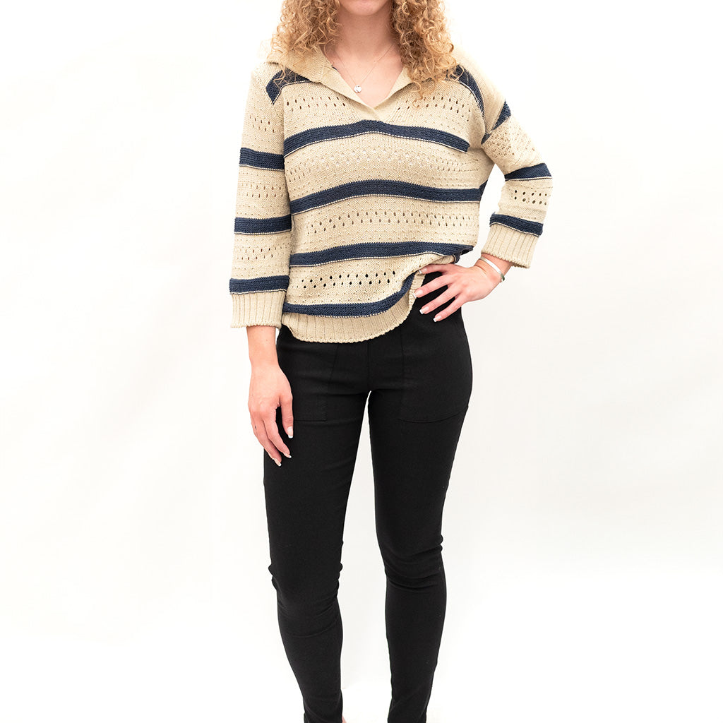 Knit Sweater Navy Stripe