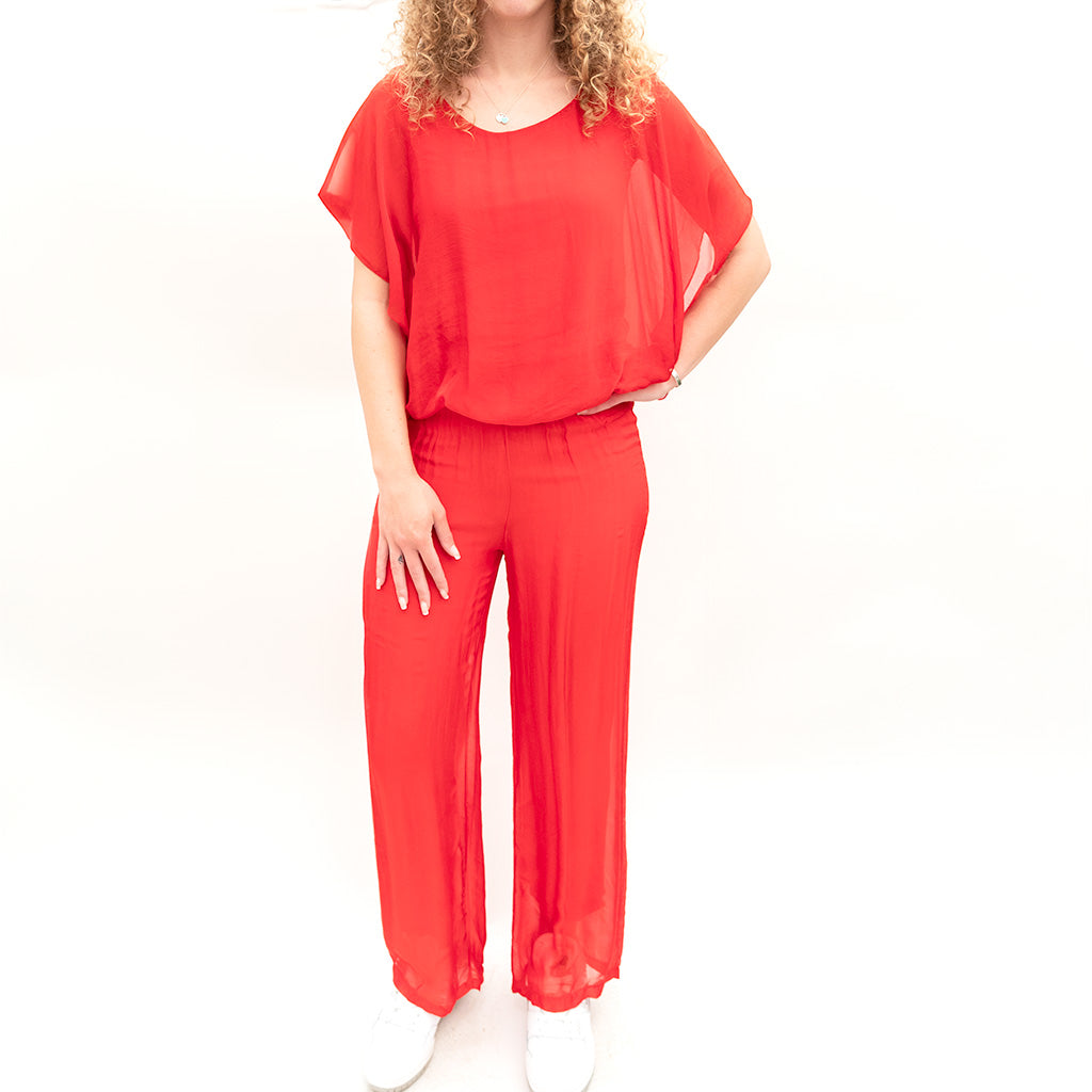 Woven Short Sleeve Top Cherry