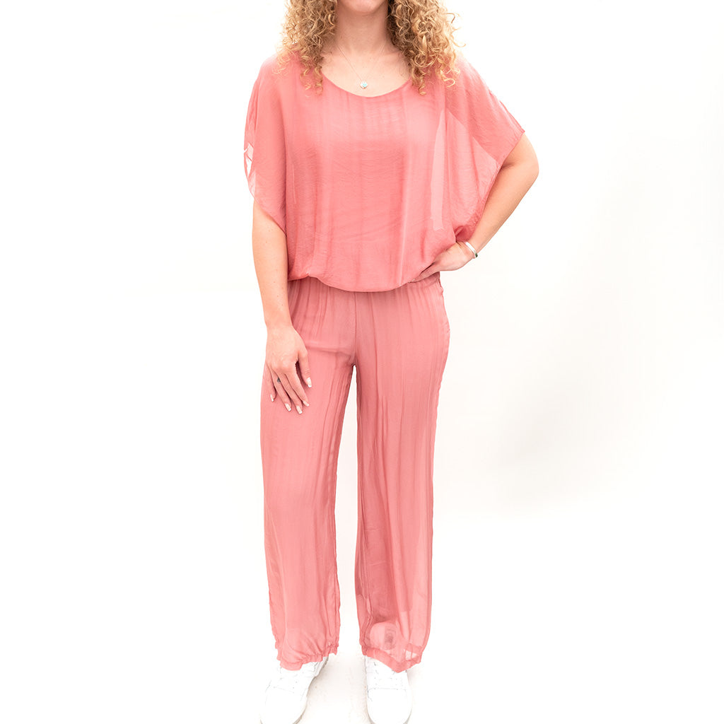 Woven Pull On Straight Leg Pant Rosette