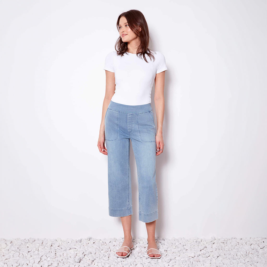 Denim Wide Leg Crop Pants Light Blue1
