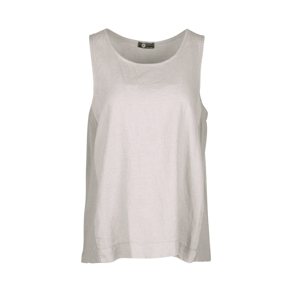 Woven &amp; Knit Combo Sleeveless Top Coconut