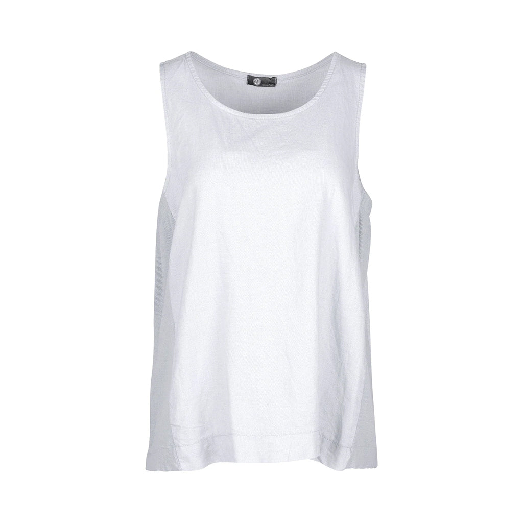Woven &amp; Knit Combo Sleeveless Top White