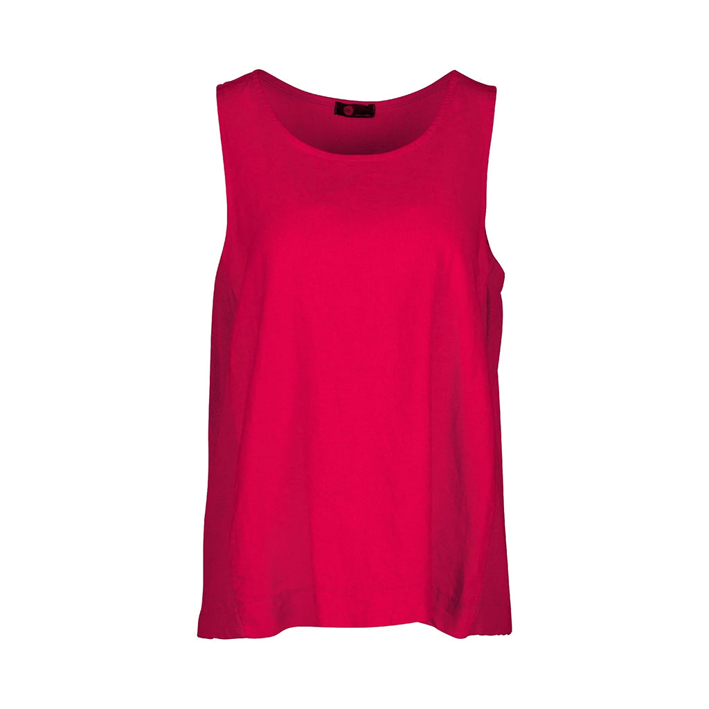 Woven &amp; Knit Combo Sleeveless Top Raspberry