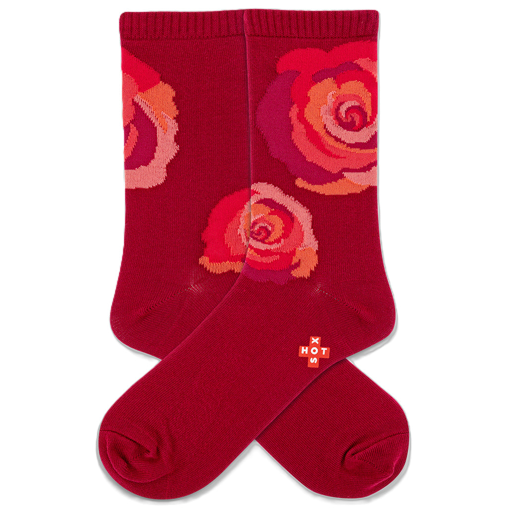 In Bloom Red Crew Socks