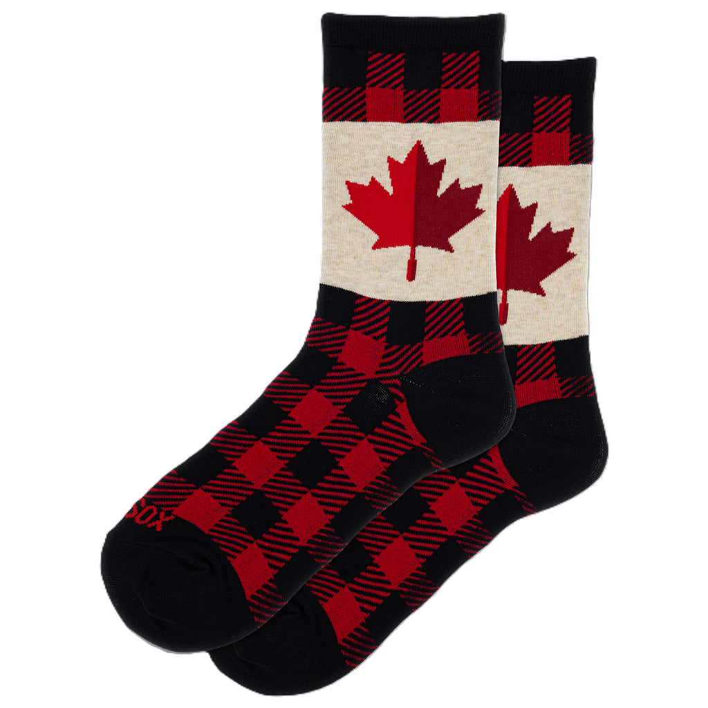 Maple Leaf Black Crew Socks