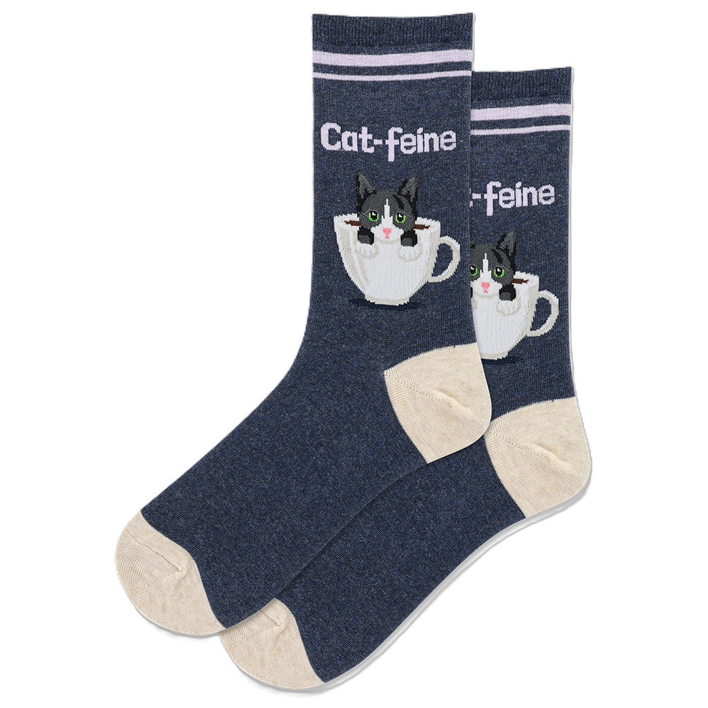 Cat-Feine Denim Crew Socks