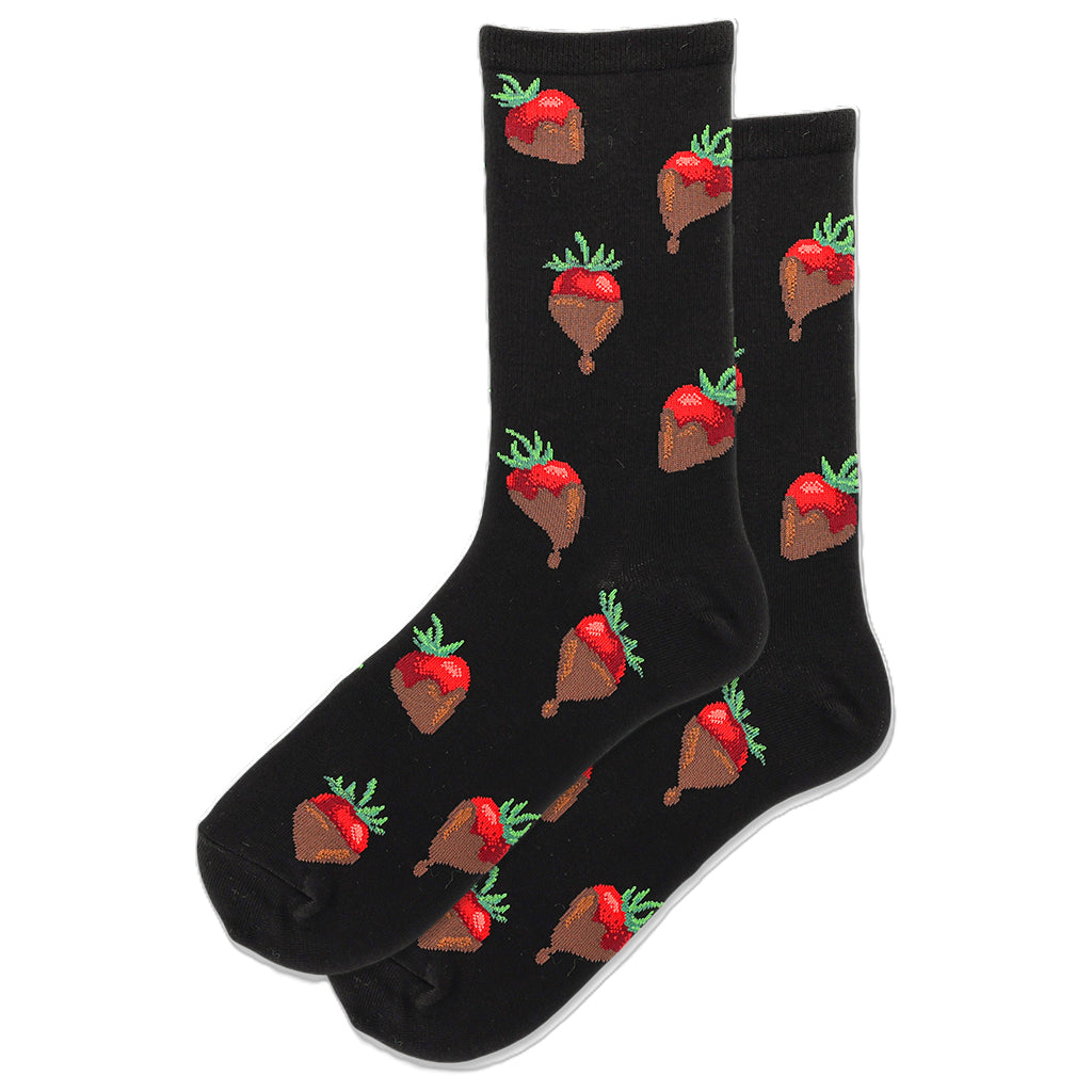 Chocolate Covered Strawberry Black Socks