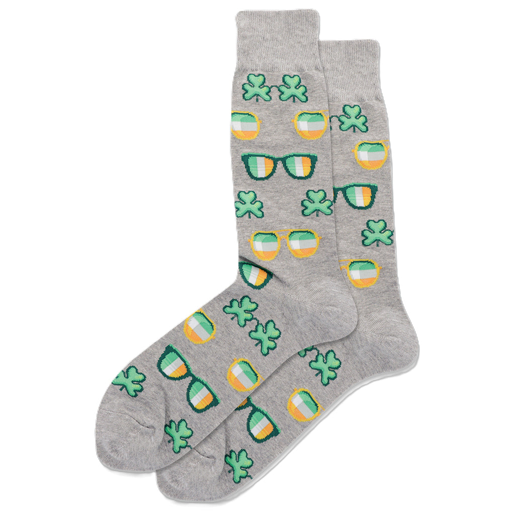 St Patrick's Day Sunglasses Grey Men's Socks