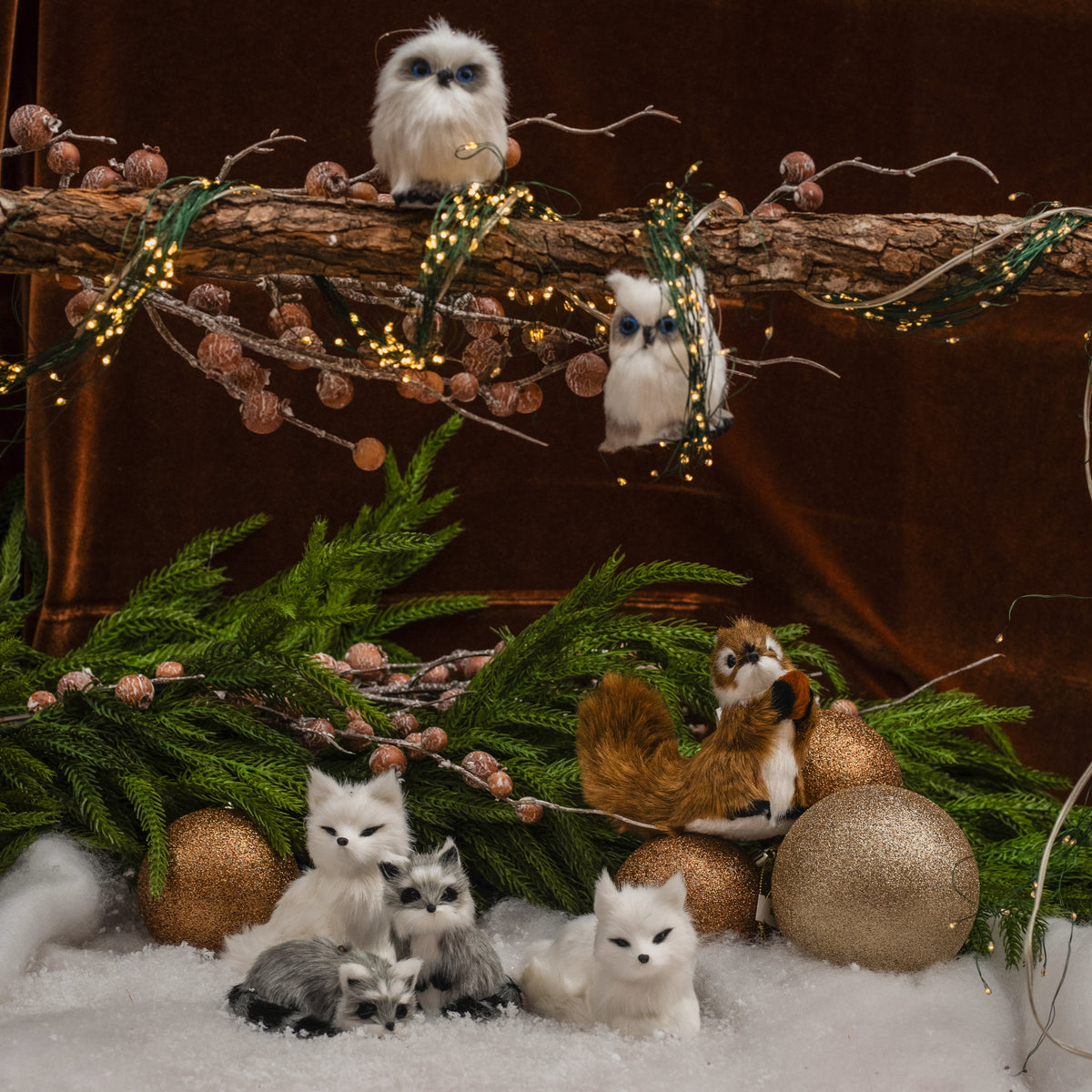 Furry Racoon Ornament Standing 3.5"