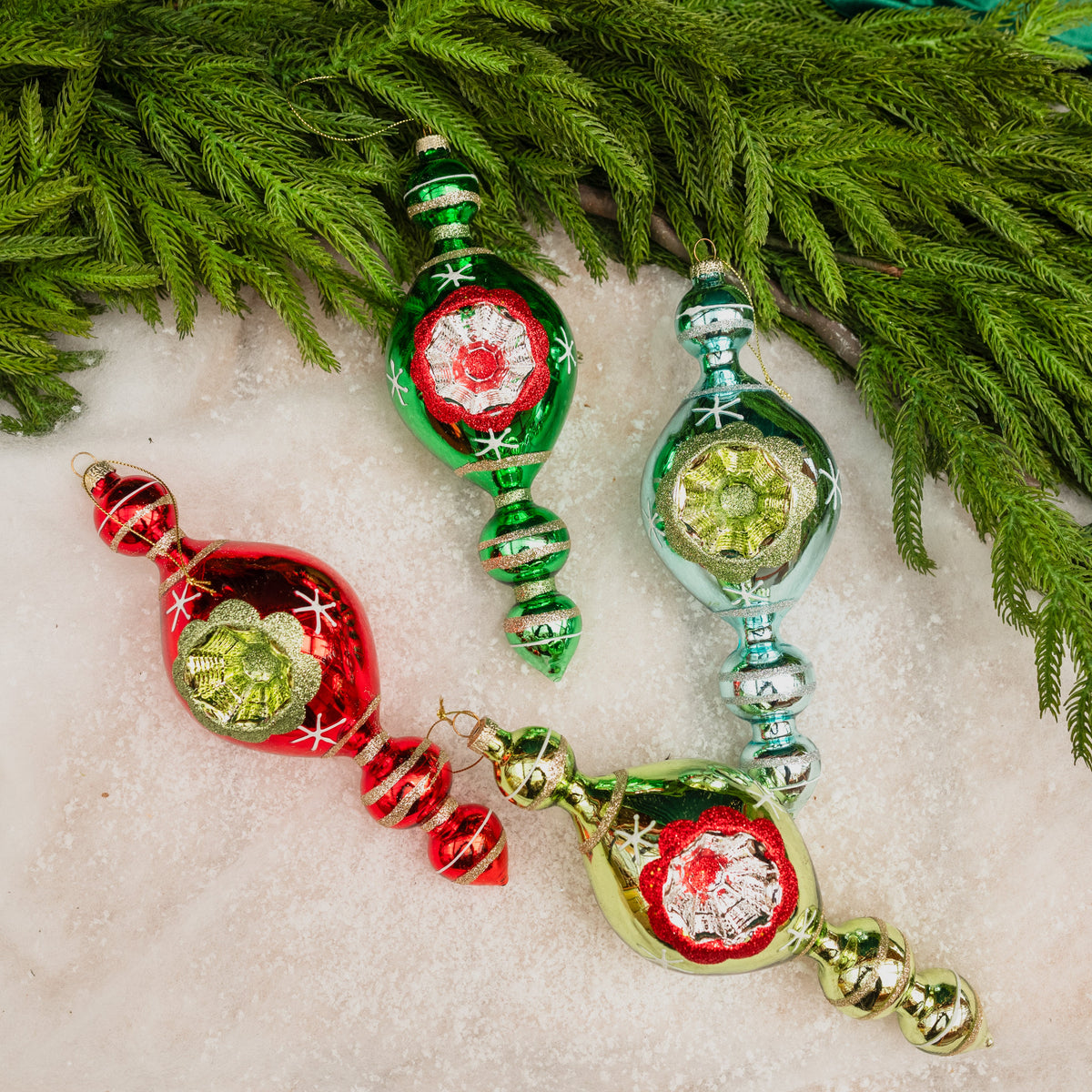 Retro Finial Ornaments Set of 4 9.5"