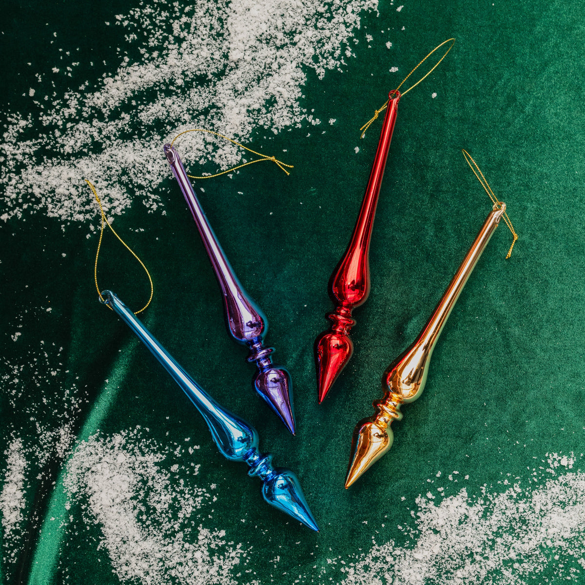 Shiny Drop Ornaments Set of 4 9"