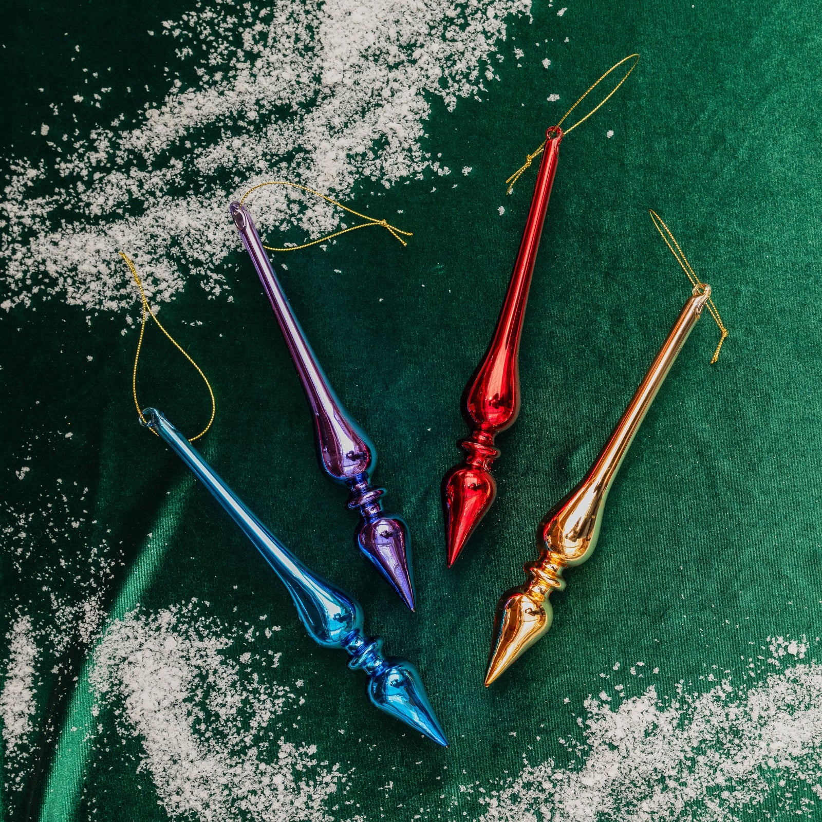 Shiny Drop Ornaments Set of 4 9"