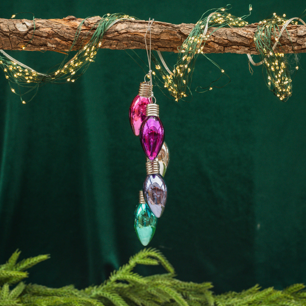 Glass Retro Bulb Drop Ornament 7"