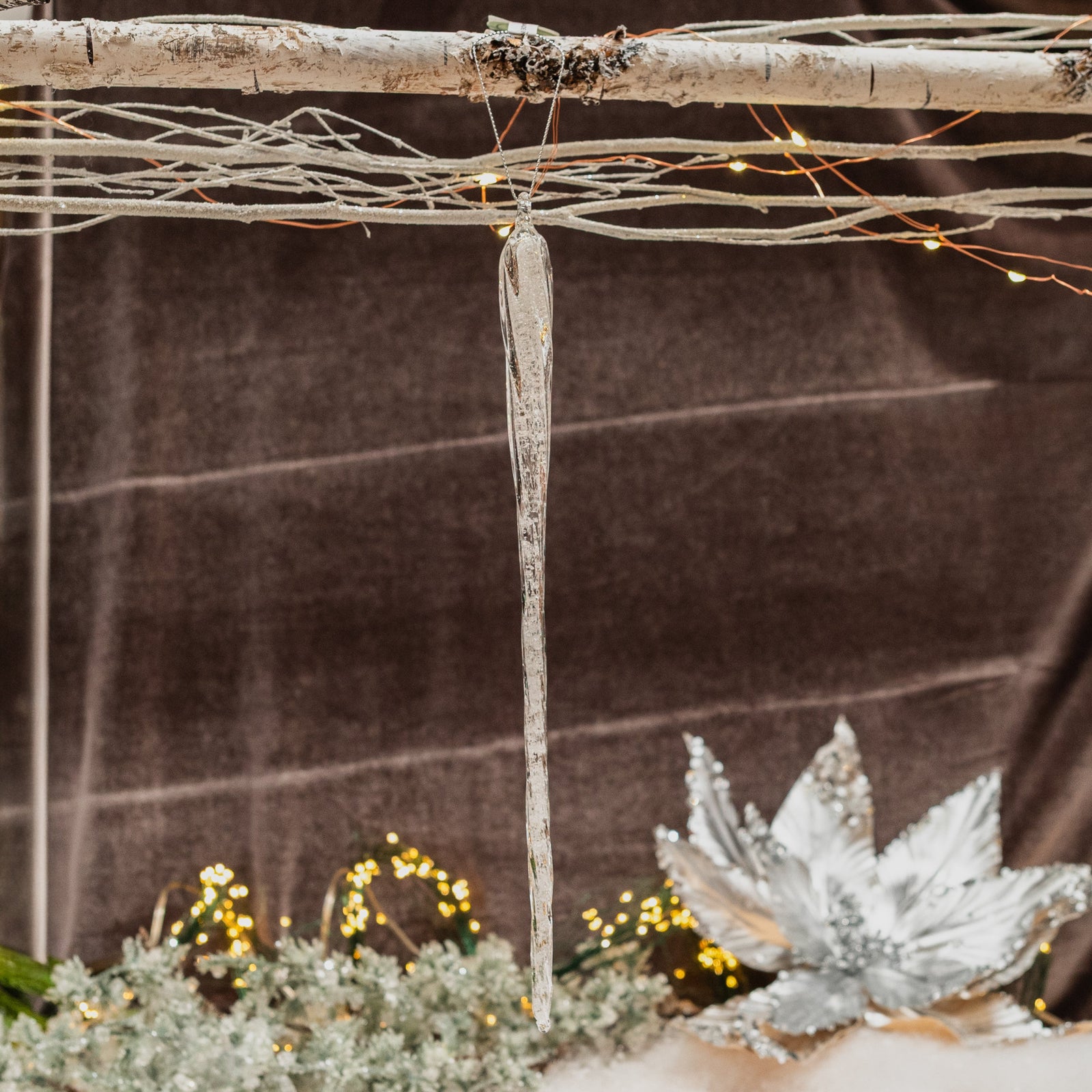 Glass Iced Icicle Ornament 12"