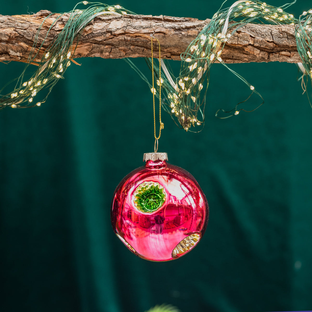Glass Reflector Ball Ornament Pink 3"