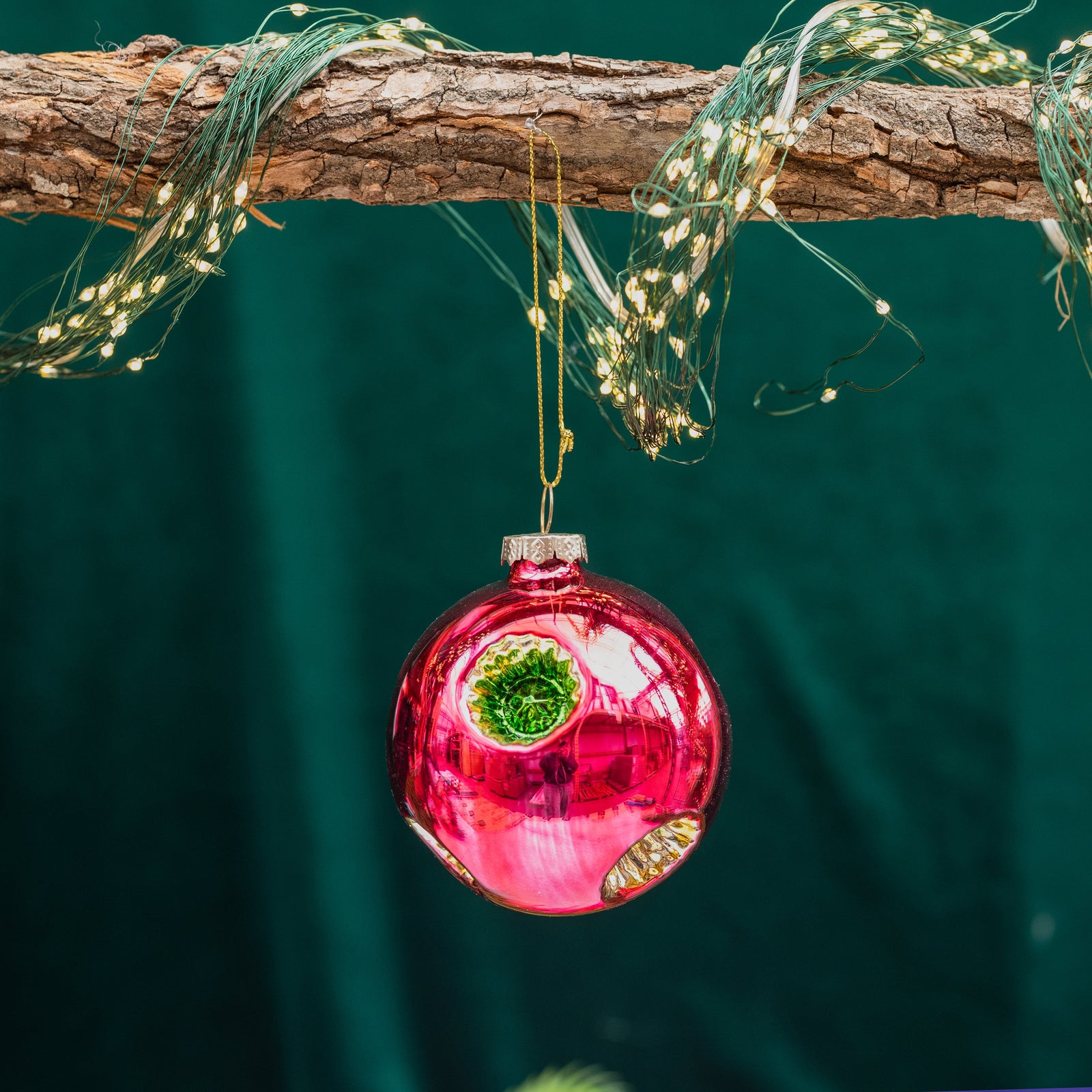 Glass Reflector Ball Ornament Pink 3"