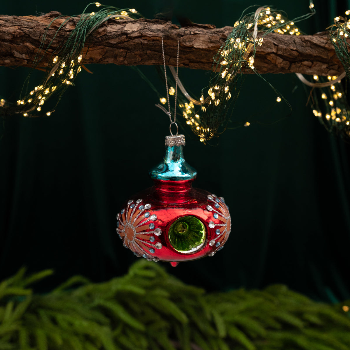 Glass Kismet Jewel Ornament 4"