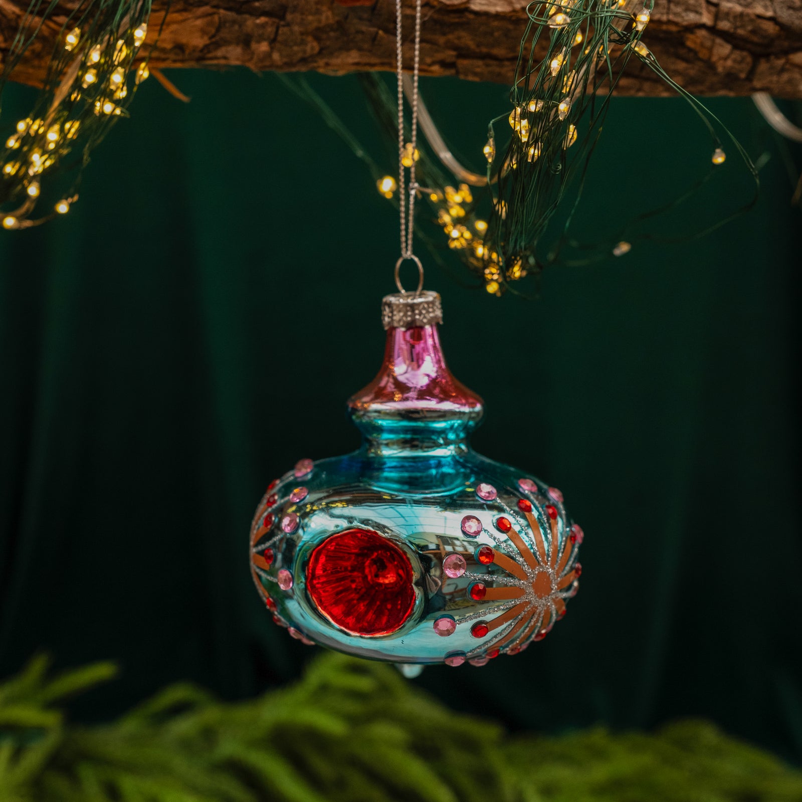 Glass Kismet Jewel Ornament 4"