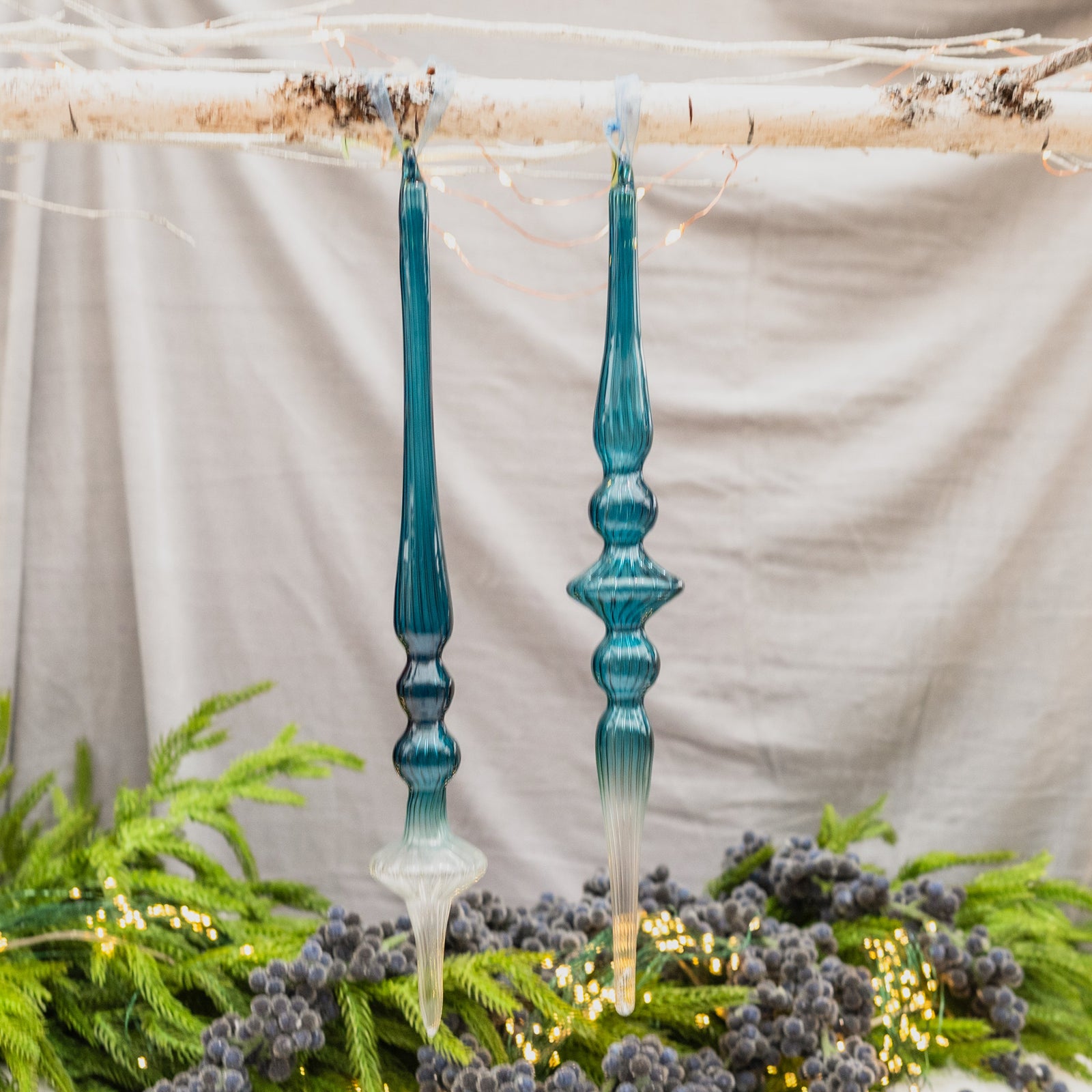 Ombre Glass Finial Ornament 12"