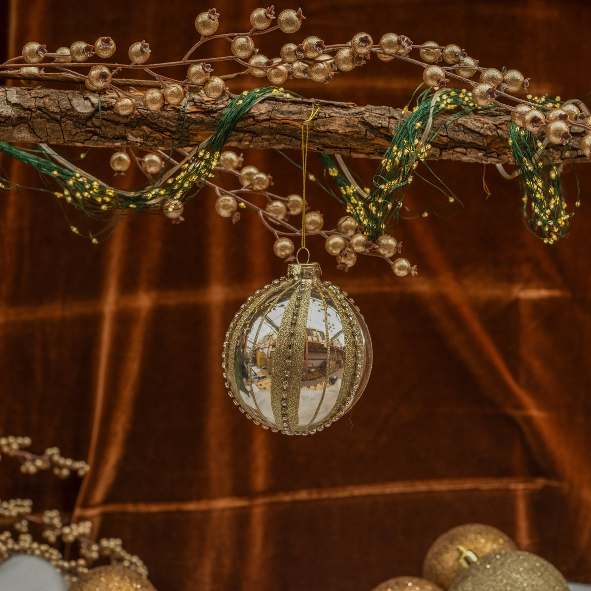 Glass with Crystal Ball Ornament 4"