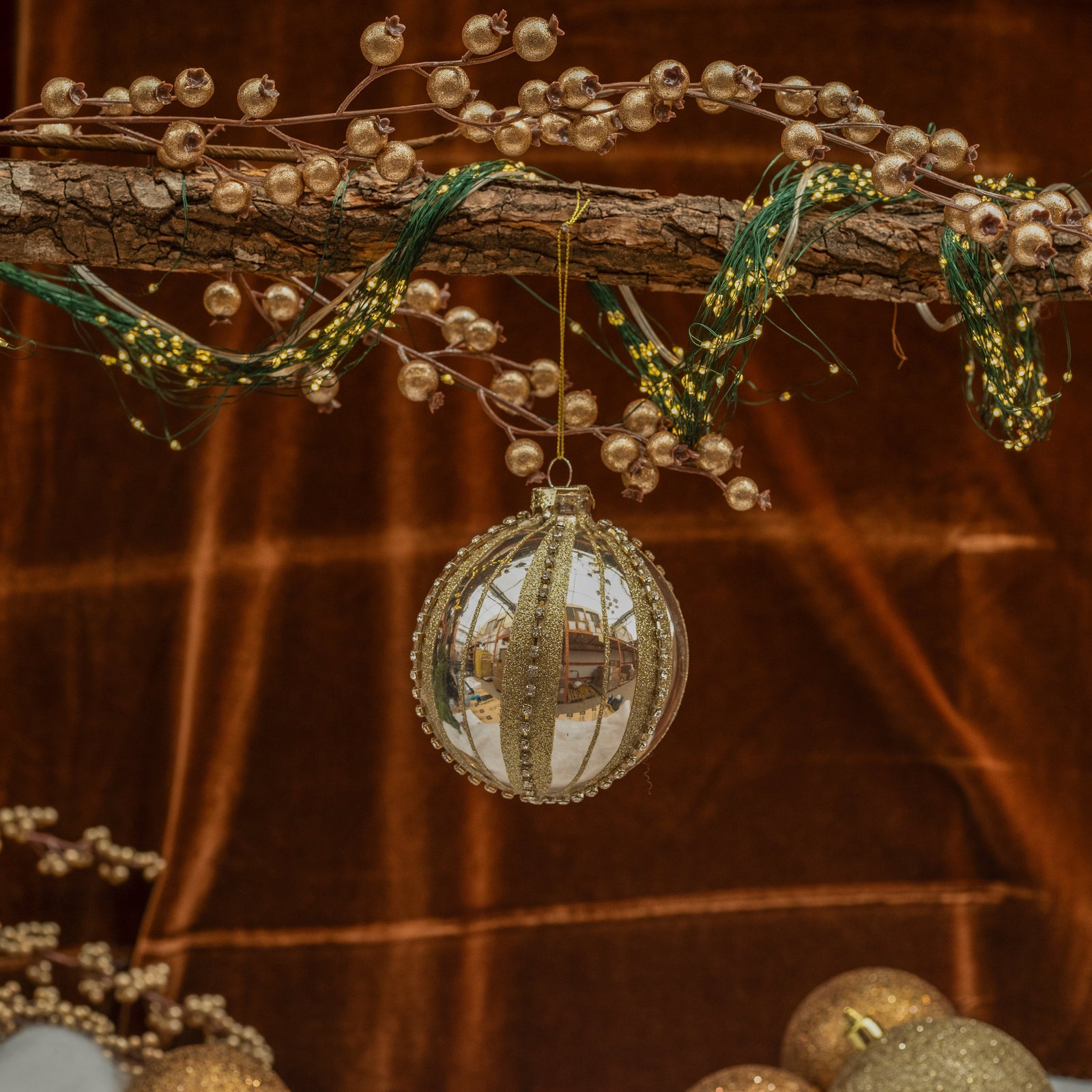 Glass with Crystal Ball Ornament 4"