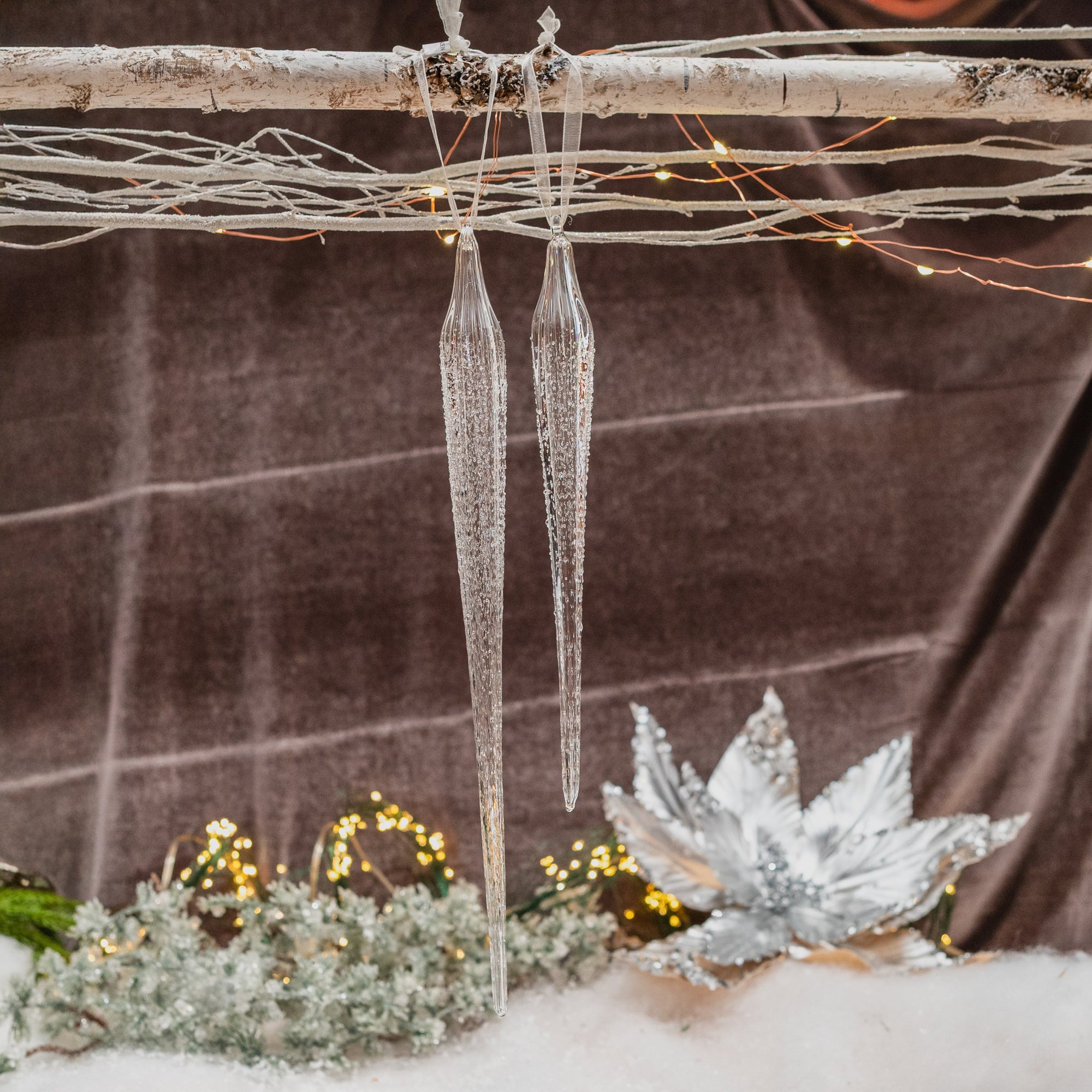 Iced Glass Icicle Ornament